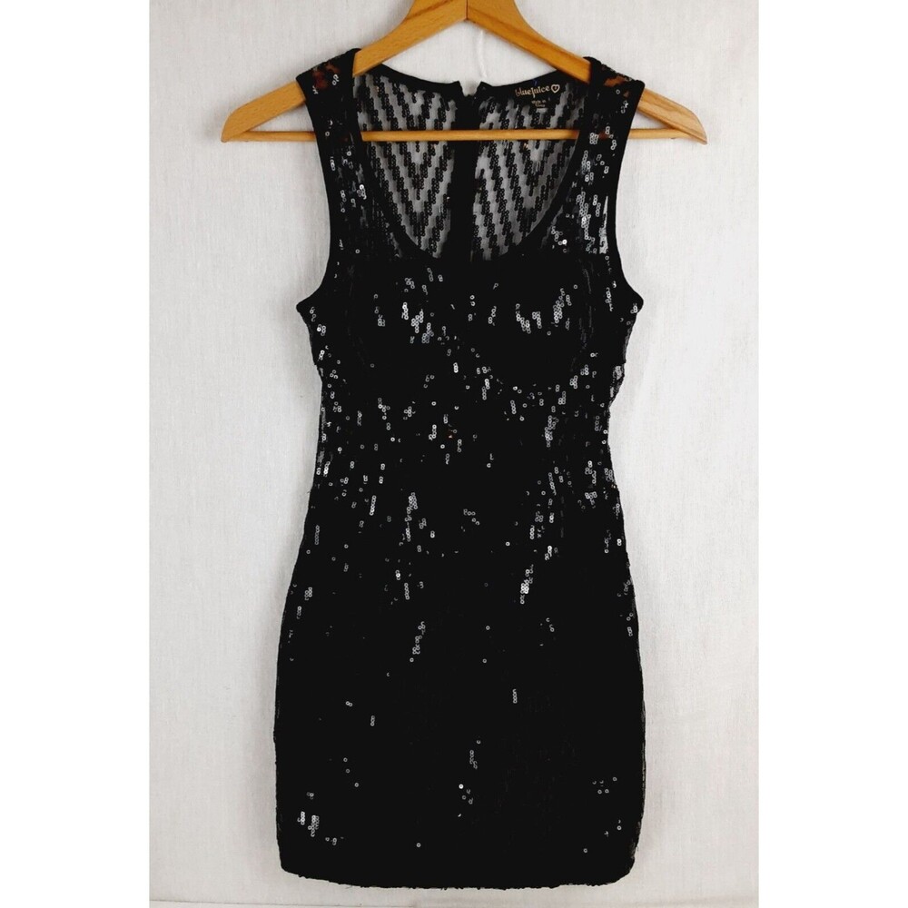 Blue Juice Womens Junior Small Black Sequin Homecoming Dress Sleeveless Sexy